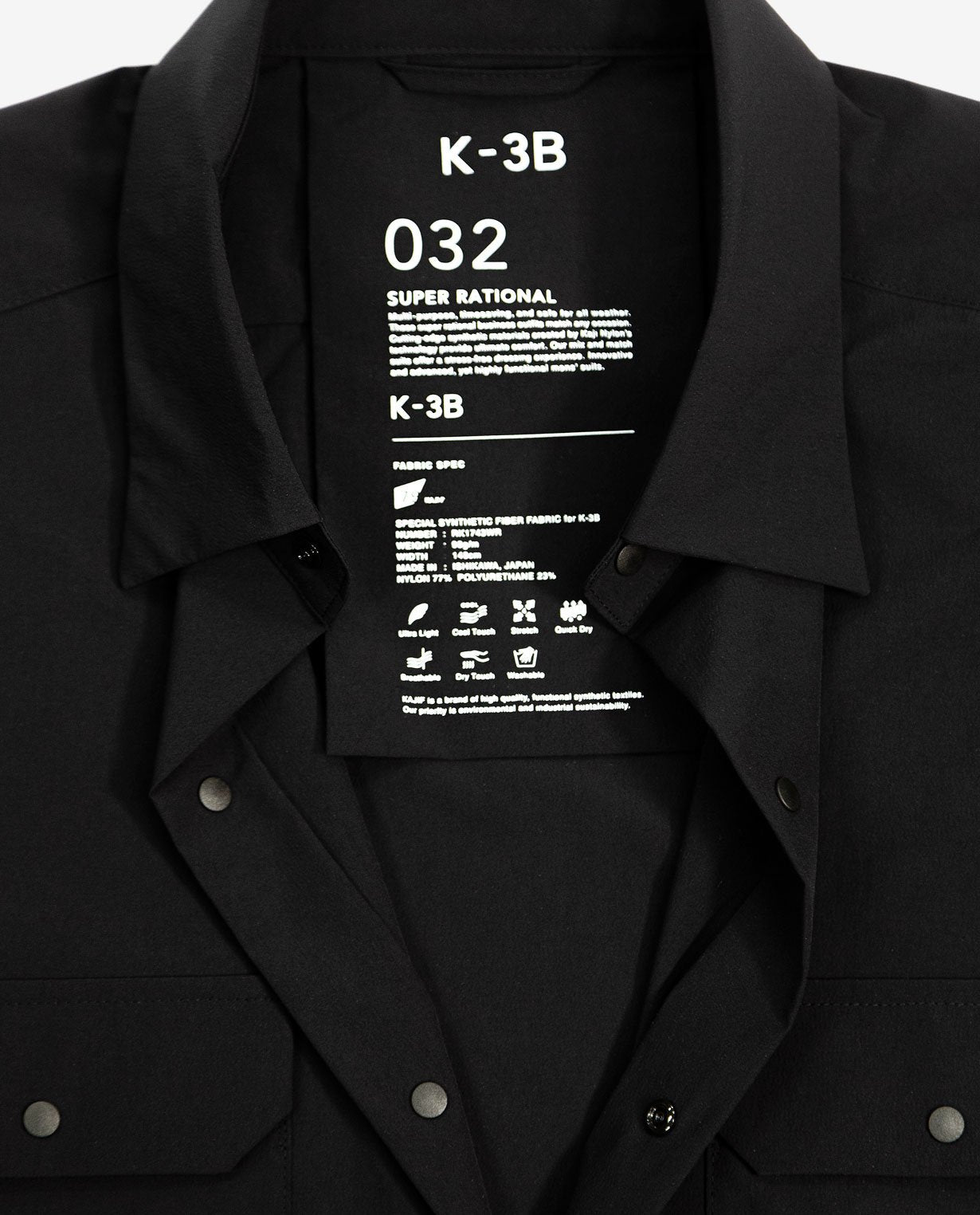 【K-3B（ケースリービー）】032_A 4WAYストレッチドットボタン長袖シャツ